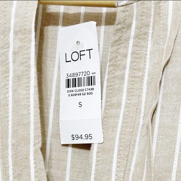 LOFT Cream Striped Mini Dress - Picture 3 of 4